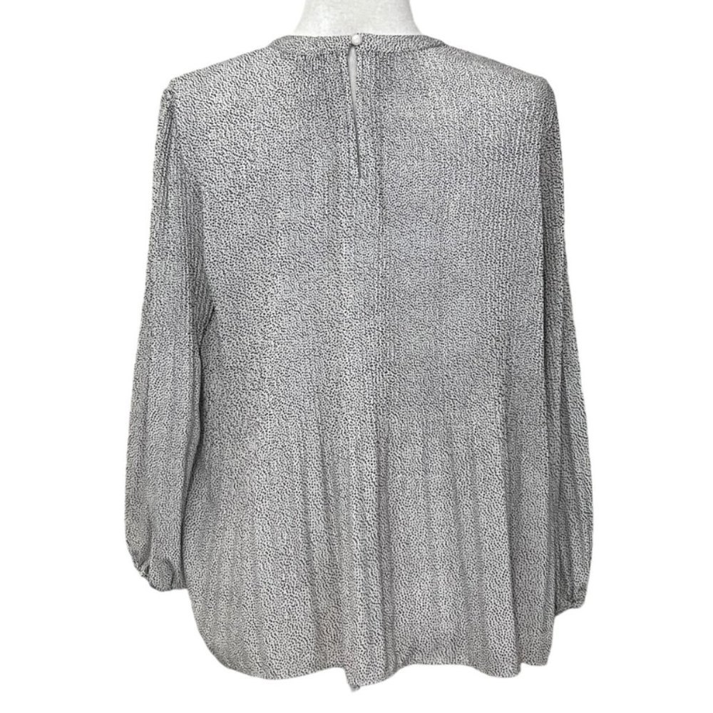 Adrianna Papell Women's Top Polka Dot Long Sleeve Size Small Relax Blouse Pleat - Picture 2 of 8